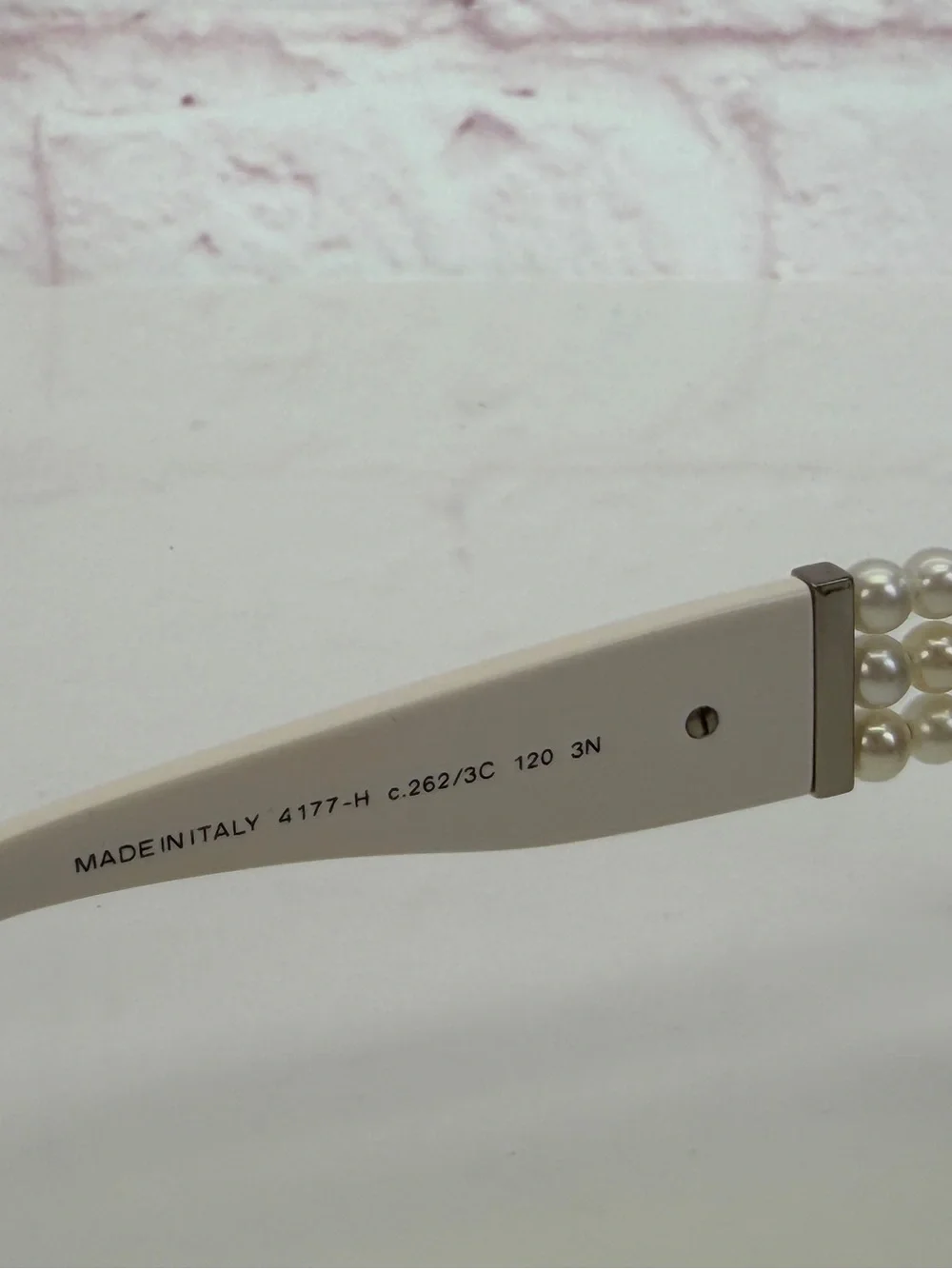Y2K CHANEL White/Silver Frame Oversized Pearl Sunglasses-4177